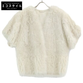 Max Mara マックスマーラ 14160179 ホワイト ラムスキン ボタンレス ボアショートジャケット ジャケット 40 ホワイト レディース 【中古】
