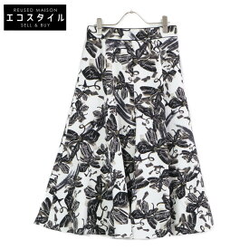 ANAYI アナイ 10232711640 ホワイト×ブラック アートフラワープリントフレアスカート スカート 38 ブラック ホワイト レディース 【中古】