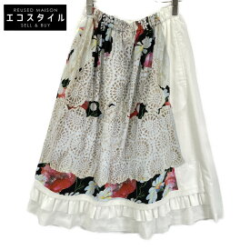 COMMEdesGARCONS コムデギャルソン ホワイト RA-S005 プリントデザイン 切替 プリーツスカート スカート XS ホワイト レディース 【中古】