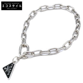 PRADA プラダ Ag925 トライアングルプレート チェーン ブレスレット S シルバー レディース 【中古】