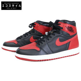 NIKE ナイキ 【新品同様】555088-001 AIR JORDAN 1 RETRO HIGH OG エアジョーダン 1 レトロ ハイ オージー スニーカー シューズ US9.5 BLACK/VARSITY RED-WHITE メンズ 【中古】