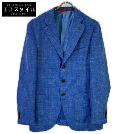 ISAIA イザイア SAILOR ブルー ウールシルクリネン 段返り 3B シングル ジャケット ジャケット 46 ブルー メンズ 【中古】
