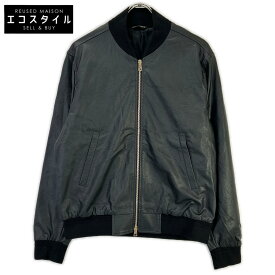 giab's ARCHIVIO ジャブスアルキヴィオ A5419 ブラック BARDI GOLD シンセティックレザー ジップアップ ブルゾン ジャケット 48 ブラック メンズ 【中古】