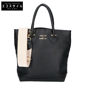 YOUNG＆OLSEN ヤングアンドオルセン EMBOSSED LEATHER HAVERSAC シボレザー 2WAYショルダー ハンドバッグ ブラック レディース 【中古】