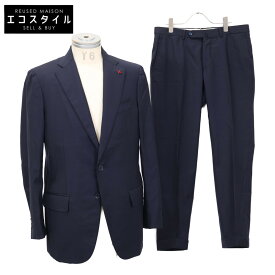 ISAIA イザイア 【美品/国内正規】PR41 02936 01542 ウール 2Bシングルスーツ セットアップ 46 ネイビー メンズ 【中古】