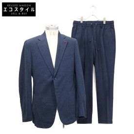 ISAIA イザイア 【美品/国内正規】PR41 06612 03556 コットン 2Bシングル カジュアルスーツ ジャケット50/ボトムス48 ネイビー メンズ 【中古】