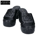 CHANEL シャネル G46513 ココマーク マトラッセ 厚底ミュールサンダル シューズ 37C ブラック レディース 【中古】