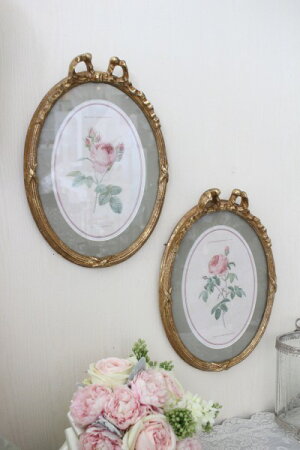 楽天市場 ルドゥーテ 薔薇の額絵 ２種186 187 壁掛け 額縁 可愛い アンティーク風 シャビーシック フレンチカントリー テーブルクロック リボンモチーフ アンティーク 雑貨 Antique French Country スタイルロココ
