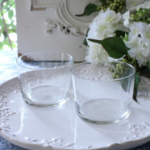 デザートグラス ショートグラス 2個セット (0204) ガラス製 小物入れ アンティーク風 アンティーク調 シャビーシック ブロカント 洋風 ヨーロピアン フレンチカントリー アンティーク 可愛い