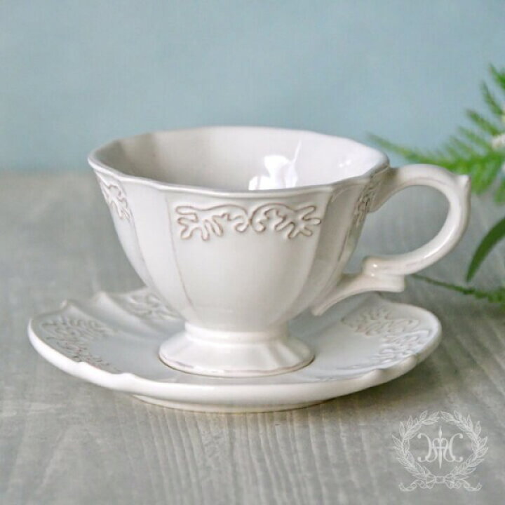 楽天市場 アンティーク 食器 雑貨 アンティーク風 ホワイトトリアノン カップ ソーサー C S 白い食器 カフェ食器 陶器 姫系 フレンチカントリー French Chicシリーズ かわいい食器 おしゃれな食器 スタイルロココ