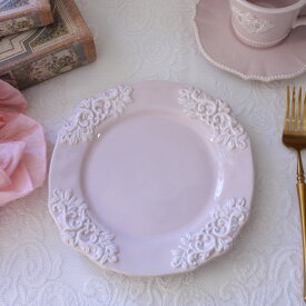 ケーキプレート ケーキ皿 デザートプレート アンティーク風 洋食器 ミニョン ピンク 円形 皿 フレンチ食器 アンティーク調 陶器 シャビーシック antique 可愛い おしゃれ