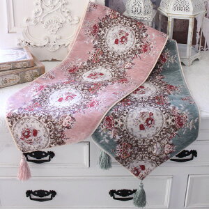 テーブルランナー テーブルセンター ブルー 豪華 高級 120cm 花柄 ローズ 可愛い ピンク グリーン ヨーロピアン 洋風 ロココ調 シャビーシック アンティーク風 クラシック ゴブラン