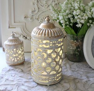 LEDランタン おしゃれ LEDライト キャンドルライト マチルドエム フランス アイアン&ガラス トール (529) ランタン キャンドル 可愛い マチルドM Mathilde M. シャビーシック アンティーク風 輸入