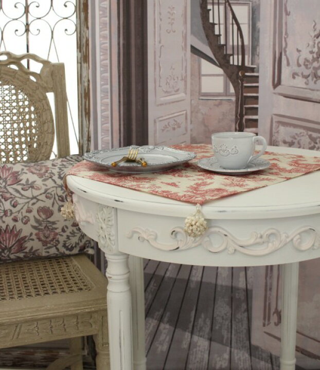 楽天市場】アンティーク風 ラウンドテーブル ホワイト (745  