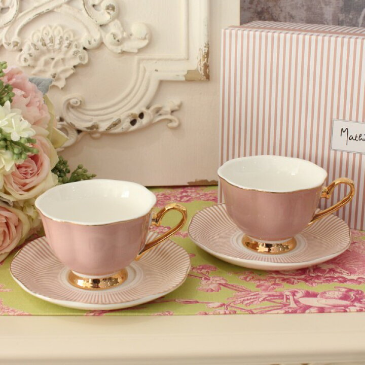 楽天市場】カップ＆ソーサー ピンク 可愛い ティーカップ 2客セット 