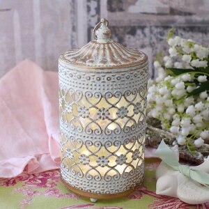 ランタン LED アンティーク風 オブジェ マチルドエム フランス LEDランタン アイアン&ガラス ミディアム (719) LEDキャンドルライト 可愛い マチルドM Mathilde M. シャビーシック アンティーク調