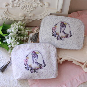 コスメポーチ 化粧ポーチ マチルドエム フランス ポーチ アントワネット フラワー スモール ピンク グレー 撥水 旅行用 マチルドM Mathilde M. マリーアントワネット ロココ調 かわいい 姫系 お