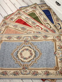 玄関マット フロアマット イタリア製 室内 ゴブラン織り 110×65 ピンク ライトブルー ブルー レッド グリーン 高級 室内用 ゴブラン 薔薇柄 ヨーロピアン 洋風