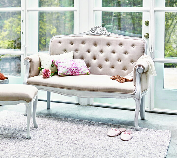 楽天市場】サロンソファ 2人掛け ソファ フレンチシャビー  