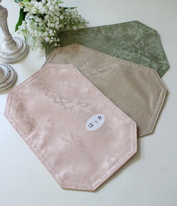 ティーマット はっ水 テーブルマット ダマスクローズ 撥水(八角)薔薇 お茶用 テーブルセンター 花柄 高級 ジャガード ドイリー 姫系 可愛い クラシック モダン テーブルコーディネート お