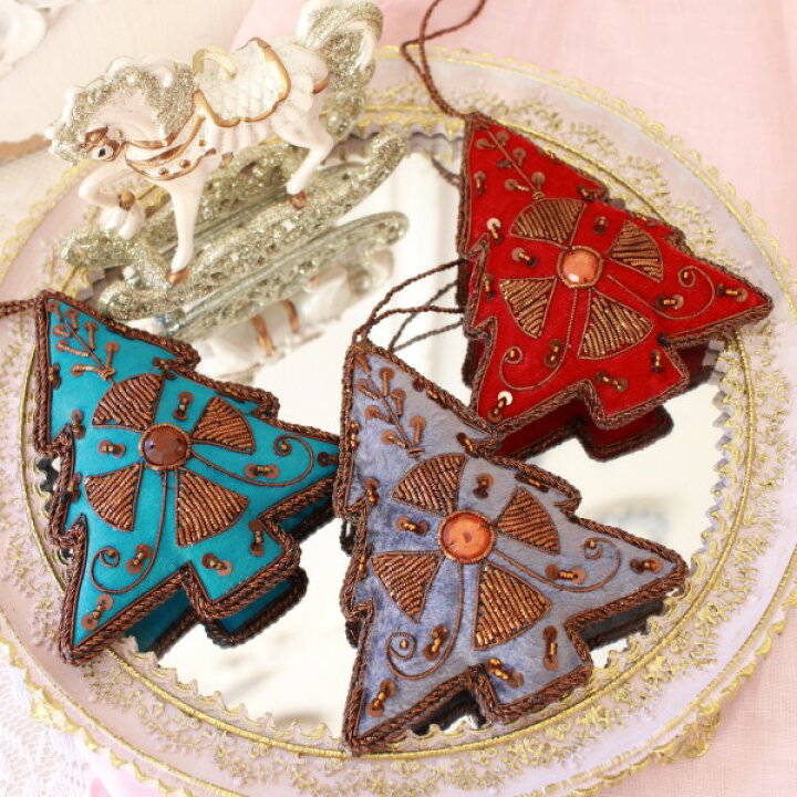 楽天市場】ツリー オーナメント クリスマスツリー ビーズ 刺繍 