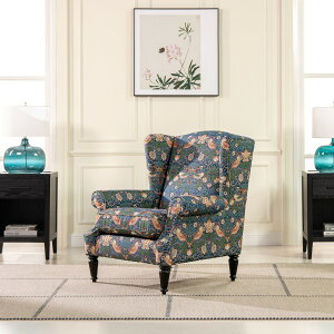 一人掛けソファ アームソファ 一人掛け ソファ 背もたれ いちご泥棒柄 Morris ジェニファーテイラー ウィングバック アームソファ 1人掛けチェア チェア 布張り 椅子 輸入家具 アンティーク風