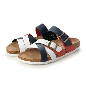 サンダル ベルトサンダル コンフォート 合皮 PUレザー クロス シューズ 靴 メンズ ブラック トリコロール