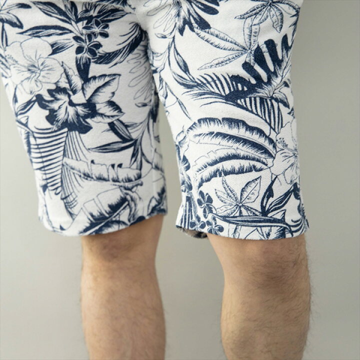 ハーフパンツ ショートパンツ ショーツ イージー ボタニカル 花柄 総柄 スウェット 裏毛 夏 5分丈 部屋着 ルームウェア パンツ ボトムス メンズ 今日の超目玉
