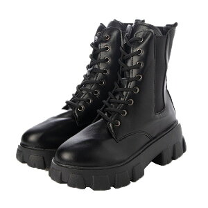 ショートブーツ ブーツ レースアップ 合皮 PUレザー 黒 歩きやすい 太ヒール シューズ 靴 レディース ブラック
