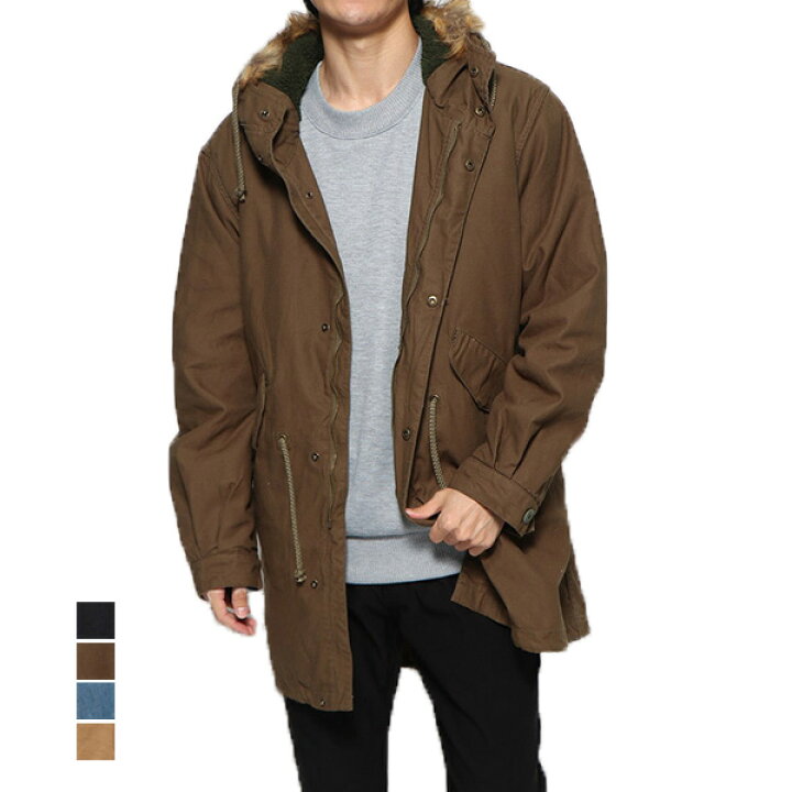 楽天市場 送料無料 コート モッズコート ミリタリーコート 裏ボア ファー付き 無地 ベーシック 中綿入り アウター メンズ ベージュ オリーブ ブラック インディゴ Styleblock スタイルブロック