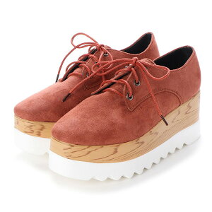 厚底シューズ スニーカー プラットフォーム レースアップ スエード 合皮 7cm 靴 シューズ レディース ブラック ブラック レッド カーキ イエロー