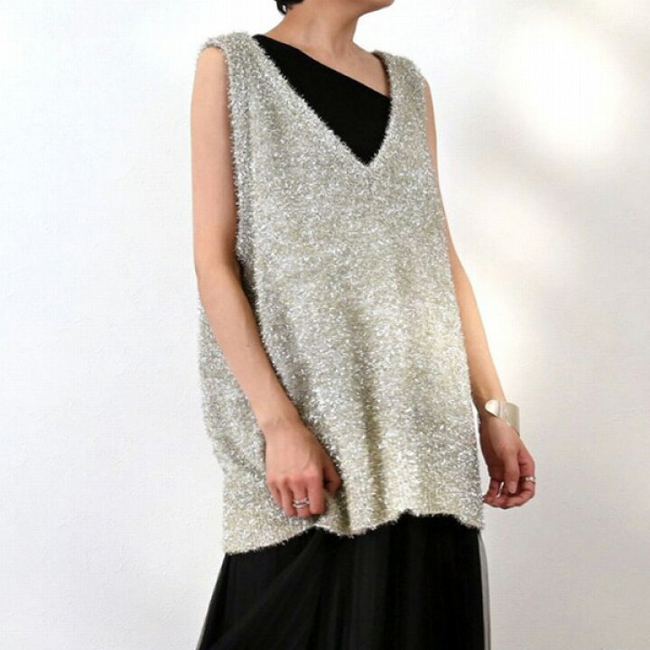 楽天市場】ベスト グリッター ニット Vネック プルオーバートップス 
