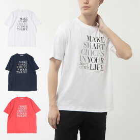 Tシャツ カットソー 半袖 ロゴ クルーネック コットン プリント トップス ユニセックス メンズ ホワイト ネイビー レッド