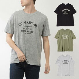 【楽天スーパーSALE】Tシャツ カットソー 半袖 クルーネック ロゴ コットン プリント トップス ユニセックス メンズ ブラック カーキ 杢グレー