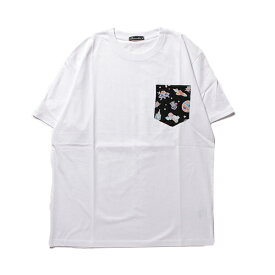 Tシャツ カットソー 半袖 柄ポケット クルーネック コットン ユニセックス メンズ トップス ホワイト 杢グレー ブラック
