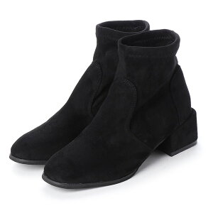 ブーツ ショートブーツ 太ヒール ローヒール 5cmヒール スエード 調 合皮 シンプル シューズ 靴 レディース ブラック グレー ベージュ