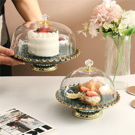 直径20/24.5CM ケーキスタンド 蓋付き グリーン/ホワイト グッチーニ 食器 デザイン雑貨 テーブルウェア 店舗 キッチン雑貨 イタリア ギフト お祝い 贈り物 ケーキカバー ケーキドーム プレート　デザートプレート お菓子 ドルチェ フルーツ 1段 皿