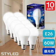 【10個セット】 LED 電球 E26 60W 60形相当 昼光色 一般電球形 広配光 ライト まとめ買い 1個あたり319円…