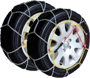 KIYOYO 金属製 タイヤチェーン 亀甲型 185/70R14 195/65R14 205/60R14 175/70R15 185/65R15 205/50R15 195/50R16 205/45R16 205/40R17等 簡単装着 9mm ジャッキアップ不要 2本分 車チェーン 亀甲チェーン スノーチェーン TUV/