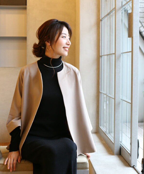 楽天市場 ジャケット レディース 春 冬 秋 50代 フォーマル 40代 オフィス 春夏 ノーカラー ジャケット ライトアウター 卒業式 入学式 ベージュ ブラック きれいめ 上品 オフィスカジュアル アウター 七分袖 セレモニー スタイル エーレ スタイル 韓国 F 11 09