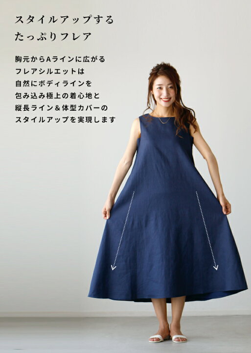 楽天市場】ワンピース 麻 リネン 麻混 大きいサイズ ロング リネン 