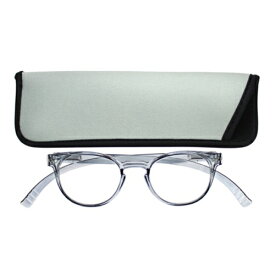 老眼鏡 女性 おしゃれ 男女兼用 軽量 ネックリーダー ボストン老眼鏡 首 に 掛け られる老眼鏡 ブルーライトカット 眼鏡ケース付き クリアグレー 度数 1.0 1.5 2.0 2.5 3.0ブランド Bayline ベイライン