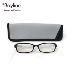 老眼鏡 おしゃれ 男女兼用 軽量 ネックリーダーズ 首かけ ブルーライトカット 眼鏡ケース付き バイカラー(マットブラック×クリア)　度数 1.0 1.5 2.0 2.5 3.0 3.5 ブランド Bayline ベイライン
