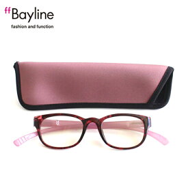 老眼鏡 おしゃれ 男女兼用 軽量 ネックリーダーズ 首かけ ブルーライトカット 眼鏡ケース付き デミピンク×ピンク　度数 1.0 1.5 2.0 2.5 3.0 3.5 4.0 ブランド Bayline ベイライン