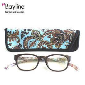 老眼鏡 おしゃれ 男女兼用 軽量 ネックリーダーズ 首かけ ブルーライトカット 眼鏡ケース付き 　ダークブラウンペーズリー　度数 1.0 1.5 2.0 2.5 3.0 3.5 4.0 ブランド Bayline ベイライン