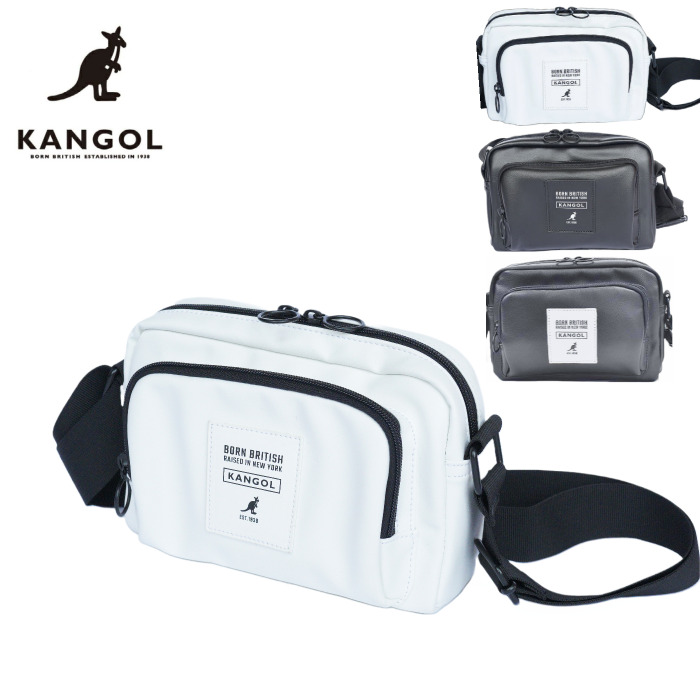 (カンゴール)ショルダーバッグ KANGOLロゴワッペン レザー調合皮 横型