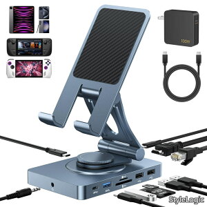 �y���������zC�n�u�X�^���h(11�C��1)iPad/Pro�ASteam Deck�AROG Ally�ASamsung�A���b�v�g�b�v�ȂǗp�B�܂��݉\��360�x��]�^�h�b�L���O�X�e�[�V�����ASD TF 4.0���[�_