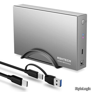 �y���������z3.5�C���` RSHTECH �n�[�h�f�B�X�N�P�[�XUASP�Ή� 6Gbps�����]�����x �ő�22TB 12V�d���A�_�v�^�[�t�� �A���~�� SATA III�Ή� PC/Mac/PS4/Xbox���K�p HDD �O�t