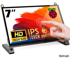 �y���������z7�C���` Raspberry Pi�p�^�b�`���j�^�[ IPS 1024X600 �X�s�[�J�[���� Raspberry Pi 4/3/2/1 Xbox PS4 Ubuntu Windows 7/8/10�ɓK�p