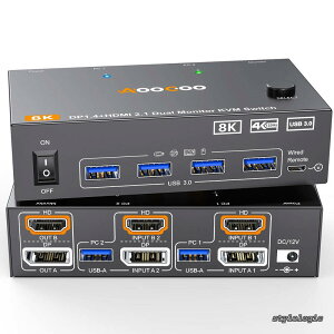 �y���������z���j�^�[ KVM �X�C�b�` 2 �|�[�g 8K@60Hz 4K@144Hz HDMI+DP USB 3.0 �X�C�b�` �g���f�B�X�v���C 2 ��̃��j�^�[ 2 ��̃R���s���[�^�[ USB 3.0 �P�[�u�� �L���R���g���[���[�t��